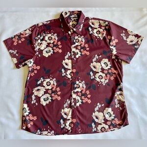 Abercrombie & Fitch Men’s Hawaiian Shirt Maroon Floral Size 2XL Short Sleeve